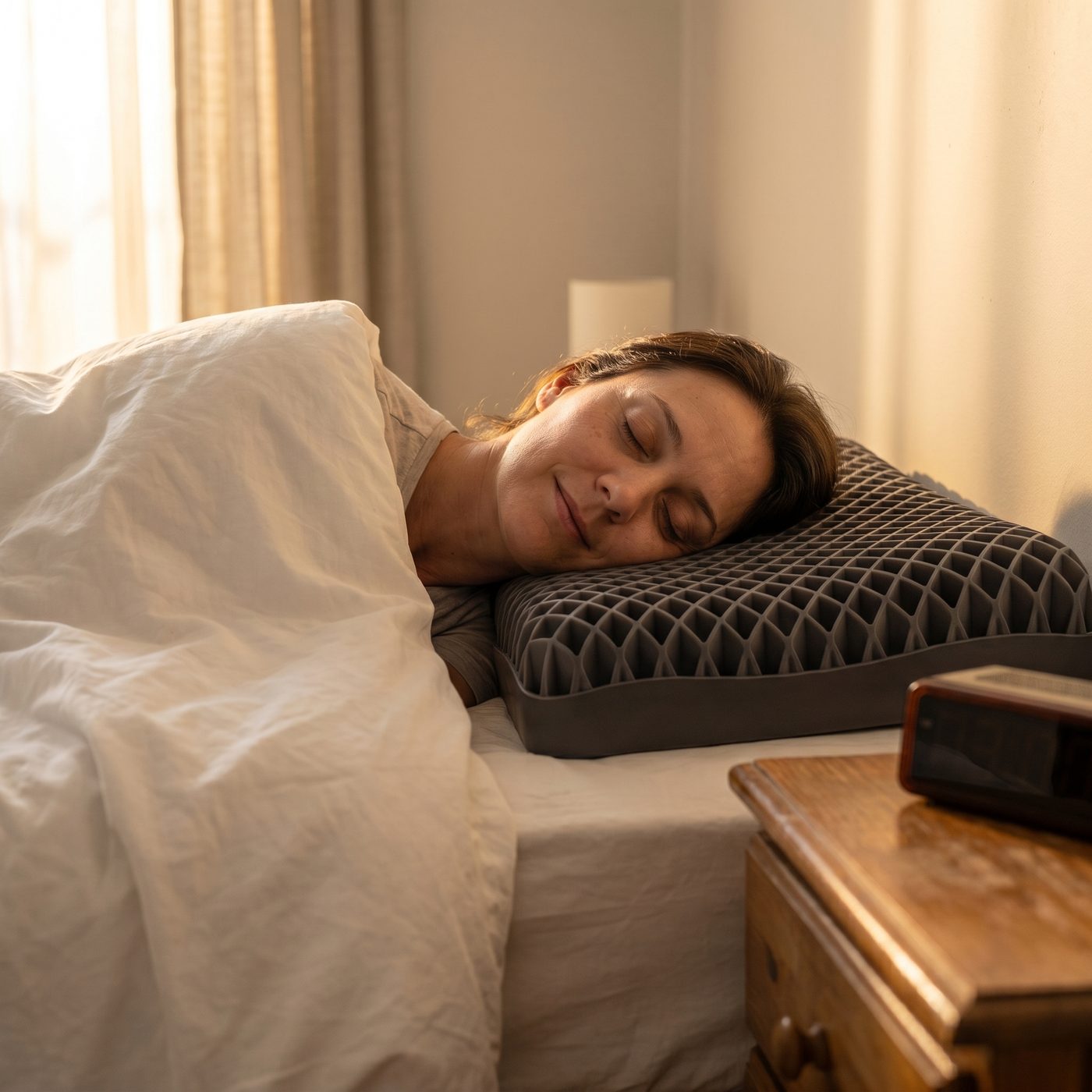Woman sleeping comfortably on Boo's Dream Pillow