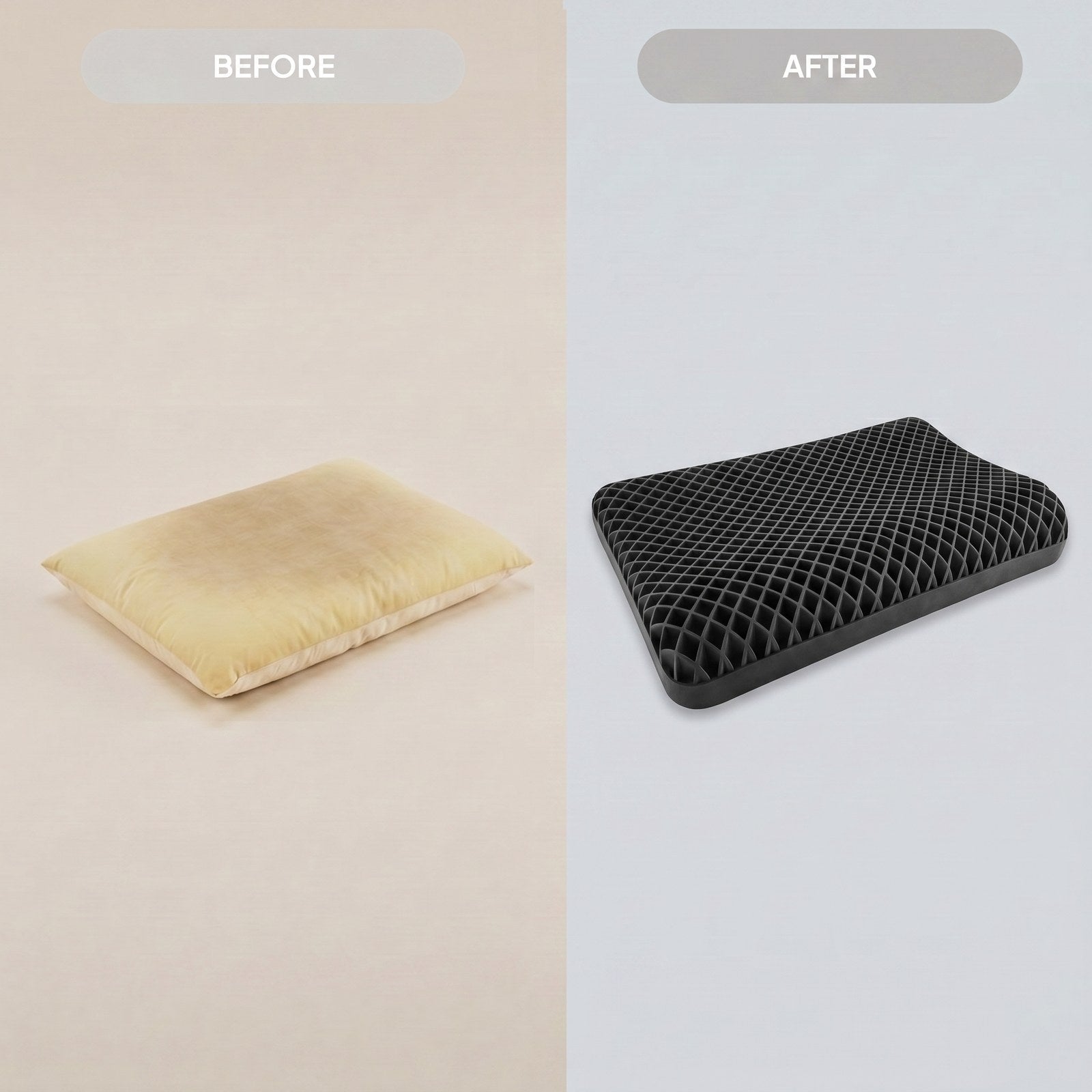 Before and after pillow comparison